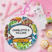 漫画ブックスーパーヒーロートレンディータイポグラフィ ペーパープレート (パーティー)