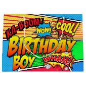 漫画ブックスーパーヒーローバースデーパーティカスタムー ラージペーパーバッグ (正面)