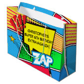 漫画ブックスーパーヒーローバースデーパーティカスタムー ラージペーパーバッグ (裏面アングル)