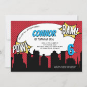 漫画ブックスーパーヒーローバースデーパーティー 招待状 (正面)