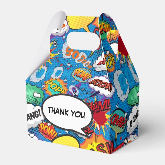 漫画ブックスーパーヒーローブルーバースデーパーティー フェイバーボックス (裏面サイド)