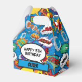 漫画ブックスーパーヒーローブルーバースデーパーティー フェイバーボックス (正面サイド)