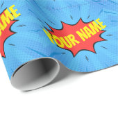 漫画ブックスーパーヒーローブルーレッドイエロー ラッピングペーパー (ロールコーナー)
