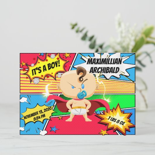 漫画ブックスーパーヒーロー誕生のお知らせ 案内状 (スタンド正面)