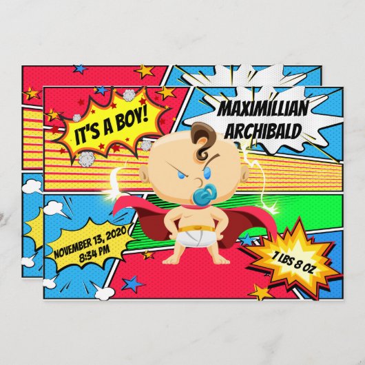 漫画ブックスーパーヒーロー誕生のお知らせ 案内状 (正面/裏面)