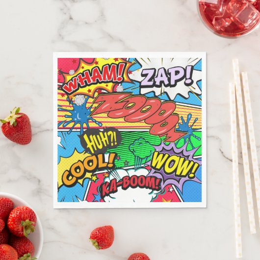 漫画ブックスーパーヒーロー誕生日ボーイナプキンス スタンダードランチョンナプキン (インサイチュ)