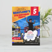 漫画ブックスーパーヒーロー誕生日招待状 招待状 (スタンド正面)