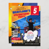 漫画ブックスーパーヒーロー誕生日招待状 招待状 (正面/裏面)