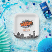 漫画ブックスーパーヒーロー誕生日 ペーパープレート (パーティー)