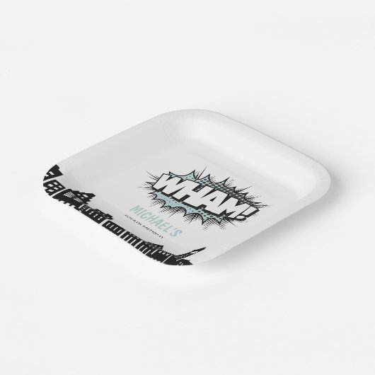 漫画ブックスーパーヒーロー誕生日 ペーパープレート (傾斜あり)