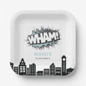 漫画ブックスーパーヒーロー誕生日 ペーパープレート (正面)