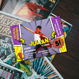 漫画ブックスーパーヒーロー5thボーイズ誕生日 招待状