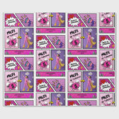 漫画ブックスーパーユニークヒーローガールズ誕生日 ラッピングペーパー (フラット)