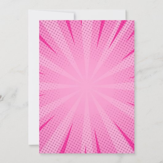 漫画ブックスーパーユニークヒーローガールズ誕生日 招待状 (裏面)