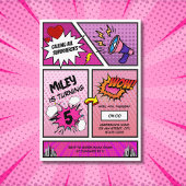 漫画ブックスーパーユニークヒーローガールズ誕生日 招待状