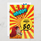 漫画ブックハーフトーン誕生日招待状 招待状 (正面/裏面)