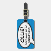 漫画ブックブルーパーソナライズされたおもしろい引用文 ラゲッジタグ (正面縦)