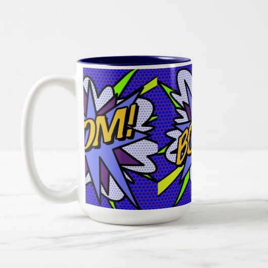 漫画ブックブームクールおもしろいモダン ツートーンマグカップ (左)