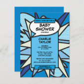 漫画ブックベビーポップ・アートのシャワースプリンクルフォト招待状 案内ポストカード (正面/裏面)