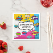 漫画ブックポップ・アートのアートカスタム誕生日 スタンダードカクテルナプキン (インサイチュ)