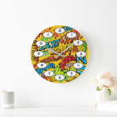 漫画ブックポップ・アートのアートサウンド ラージ壁時計 (ホーム)