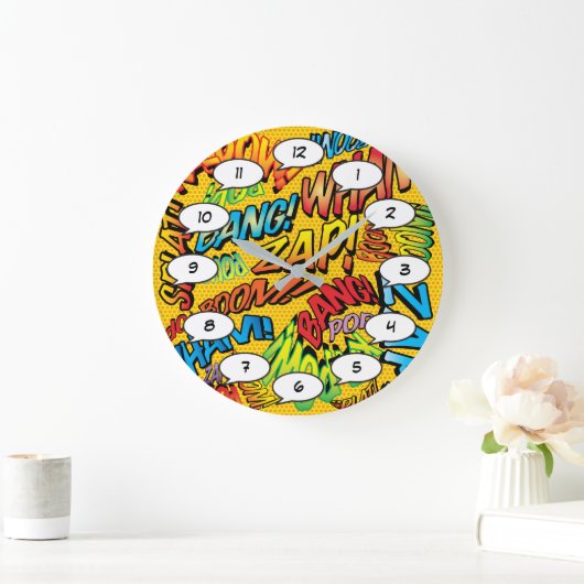 漫画ブックポップ・アートのアートサウンド ラージ壁時計 (ホーム)
