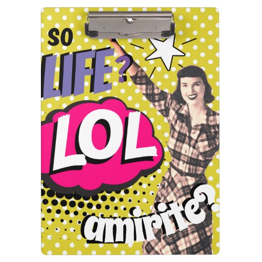 漫画ブックポップ・アートのアートレトロレディおもしろい クリップボード (正面)