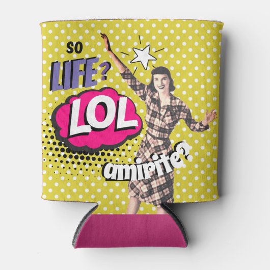 漫画ブックポップ・アートのアートレトロレディおもしろい 缶クーラー (正面)