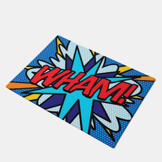 漫画ブックポップ・アートのアートWHAMスーパーヒーロー ドアマット (アングル)