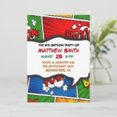 漫画ブックマガジンスタイル子供の誕生日パーティー 招待状 (スタンド正面)