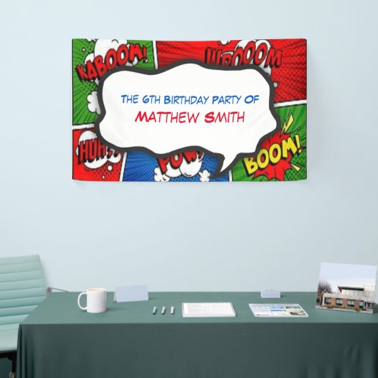 漫画ブックマガジンスタイル子供の誕生日パーティー 横断幕 (トレードショー)
