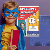 漫画ブックユニークスーパーヒーローボーイズフォト誕生日 招待状