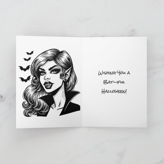 漫画ブックヴァンパイアハロウィーンとカラーリングページ カード (内部)