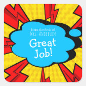 漫画ブック勇気付けられるシール先生名 スクエアシール (正面)