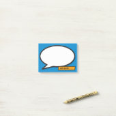 漫画ブック名前をカスタムする吹き出し青 ポストイット (デスク上)