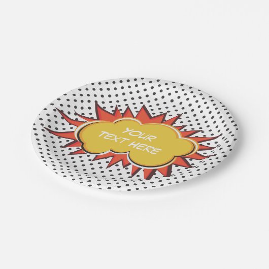 漫画ブック爆発カスタム文字バブル ペーパープレート (アングル)