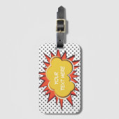 漫画ブック爆発カスタム文字バブル ラゲッジタグ (正面縦)