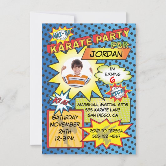 漫画ブック空手パーティの招待状 招待状 (正面)