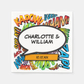 漫画ブック音声バブルモダンおもしろいカラフル スタンダードカクテルナプキン (正面)