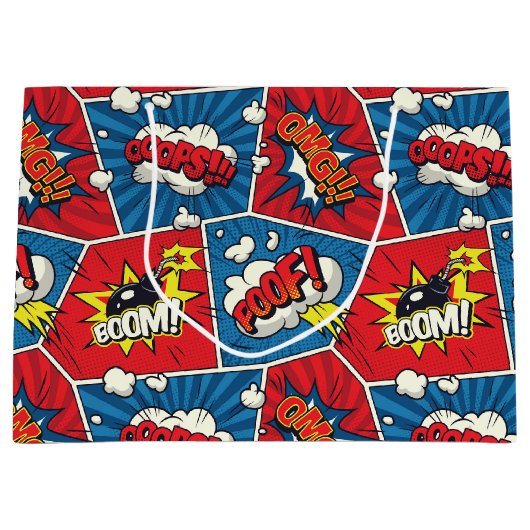 漫画ブック音声バブル抱き枕 ラージペーパーバッグ (正面)