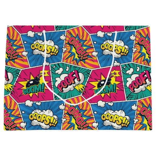 漫画ブック音声バブル抱き枕 ラージペーパーバッグ (正面)