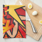 漫画ブックKA-POWおもしろいモダンタイポグラフィ キッチンタオル (四つ折り)