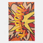 漫画ブックKA-POWおもしろいモダンタイポグラフィ キッチンタオル (縦)