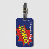 漫画ブックOMG感嘆符の音声バブル ラゲッジタグ (正面縦)