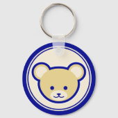 漫画ブルーベージュテディベアかわいいおもしろい キーホルダー (正面)