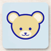 漫画ブルーベージュテディベアかわいいおもしろい コースター (正面)