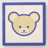 漫画ブルーベージュテディベアかわいいおもしろい ストーンコースター (正面)