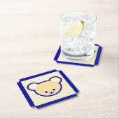 漫画ブルーベージュテディベアかわいいアート ペーパーコースター (インサイチュ)