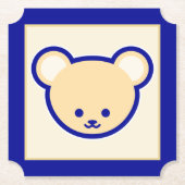 漫画ブルーベージュテディベアかわいいアート ペーパーコースター (正面)