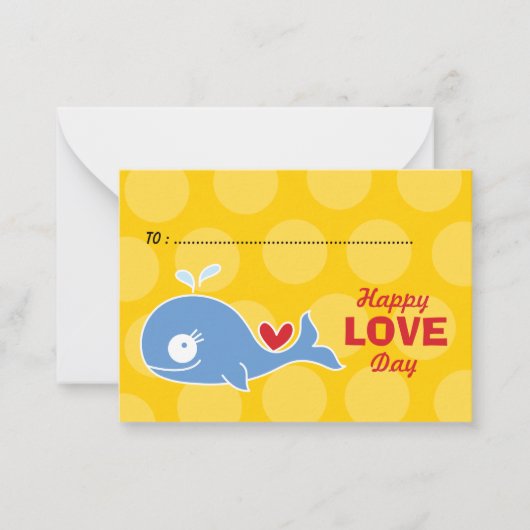 漫画ブルーホエールフォトキッズクラスルームのバレンタイン ノートカード (正面)